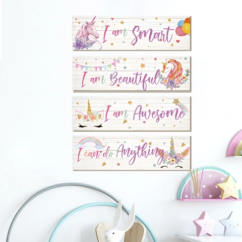 Moderne Minimaliste Licorne Citations Motivationnelles Stickers Muraux Amovible PVC Décalcomanie Pour Chambre D'Enfant Salon Décor