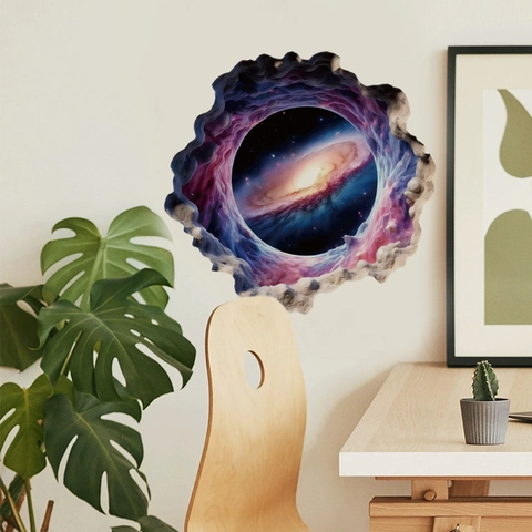3D Kosmische Galaxie Nebel Wandtattoo Kreative Wanddurchbruch Optik WC Aufkleber Abnehmbar PVC Dekor Für Kinderzimmer Heim