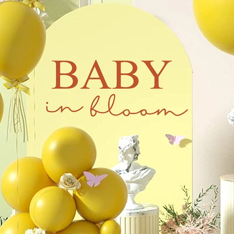 Adesivo da Parete Baby In Bloom Scritta in PVC Rimovibile per Decorazione di Baby Shower Festa di Compleanno Nursery