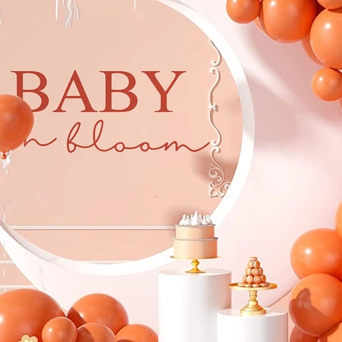 Adesivo da Parete Baby In Bloom Scritta in PVC Rimovibile per Decorazione di Baby Shower Festa di Compleanno Nursery