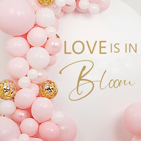 Love In Bloom Wall Decal For Bridal Shower Wedding Party Decoration Gold Metallic Lettering Self-Adhesive Sign Engagement Decoration