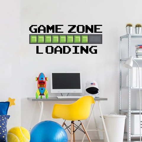 Game Zone Loading Pixel Art Muursticker PVC Zelfklevend Decor Voor Gaming Room Studio Slaapkamer Kantoor Muursticker