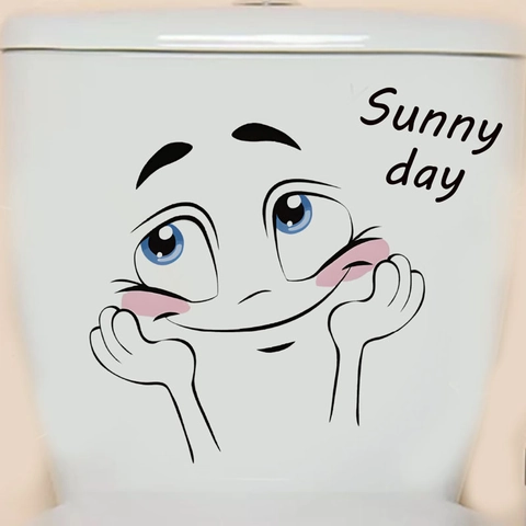 Adesivo da Parete PVC Faccina Sorridente Sunny Day Impermeabile Decalcomania Gabinetto Frigorifero Decorazione Bagno Cucina Casa