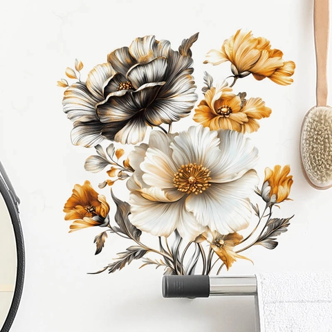 Blumen WC Deckel Aufkleber Abnehmbare PVC Pfingstrose Wandtattoo Für Badezimmer Schlafzimmer Toilettensitz Dekoration Licht Luxus Kunst