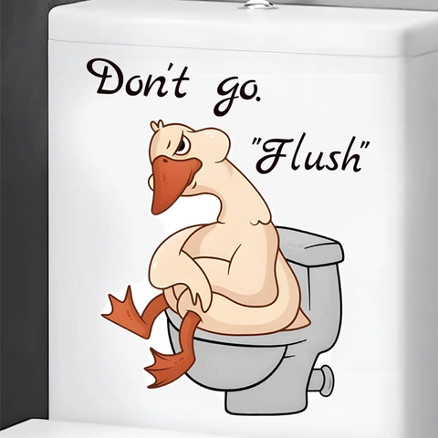 Funny Angry Duck Sitting On Toilet Sticker PVC Self-Adhesive Bathroom Wall Decal Humor Removable Waterproof Art Decor