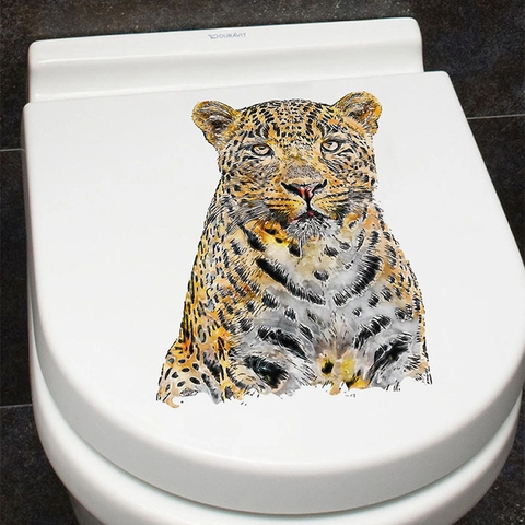 Realistischer Leopardenkopf Wandaufkleber Aquarell Tier Ölleinwand Abnehmbarer Selbstklebender Aufkleber Für Badezimmer