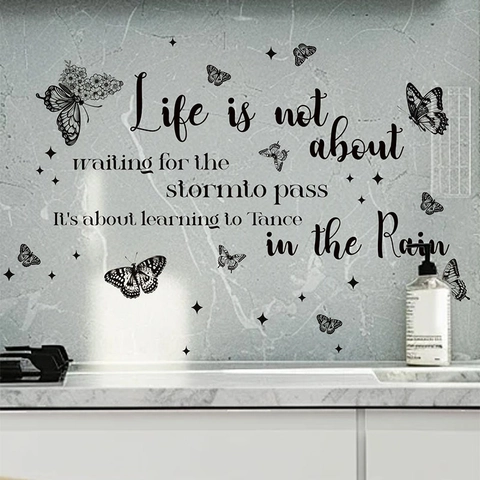 Motivational Quote Wall Decal Life Is Not About Waiting For The Storm To Pass Butterfly Star Wall Stickers For Room Decor