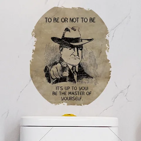 Vintage To Be Or Not To Be Cita en Inglés PVC Adhesivo para Tapa de Inodoro Removible Retrato Retro Impermeable Baño
