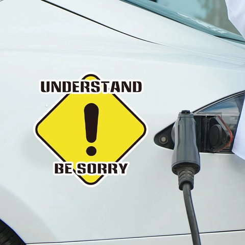 Understand Be Sorry Yellow Diamond Car Sticker Warning PVC Waterproof Exterior Auto Decoration Exclamation Decal
