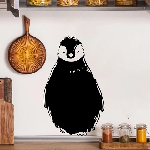 Zwarte Pinguïn Muursticker Verwijderbare PVC Decoratieve Muurschildering Voor Woonkamer Slaapkamer Keuken Koelkast Thuis Decoratie