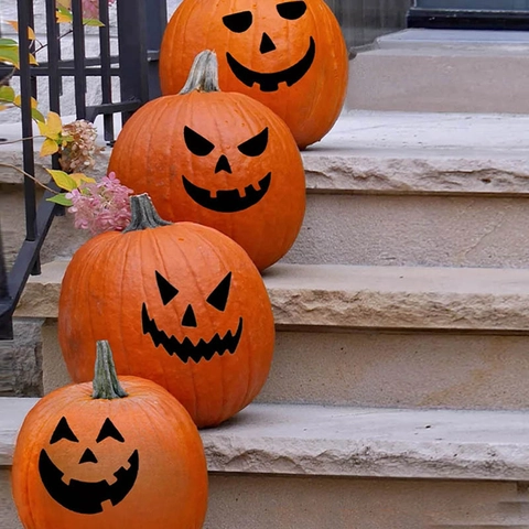 Halloween Kürbis Gesicht Wandaufkleber Lustige DIY Jack-O-Lantern Ausdrücke PVC Aufkleber Für Party Home Dekoration