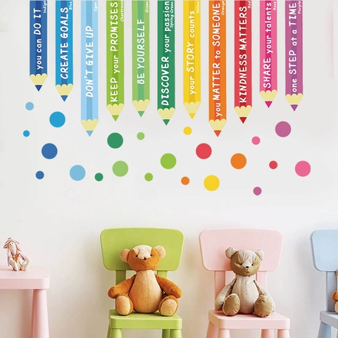 Inspirierende Bunte Bleistift Wandtattoo Für Kinderzimmer Schlafzimmer Klassenzimmer PVC Wasserdicht Selbstklebend Wandaufkleber Dekor