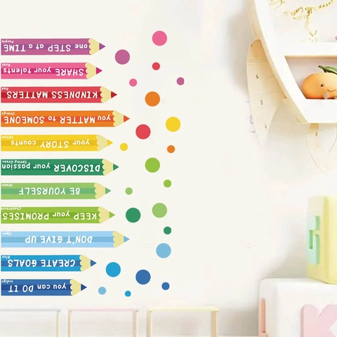 Inspirierende Bunte Bleistift Wandtattoo Für Kinderzimmer Schlafzimmer Klassenzimmer PVC Wasserdicht Selbstklebend Wandaufkleber Dekor