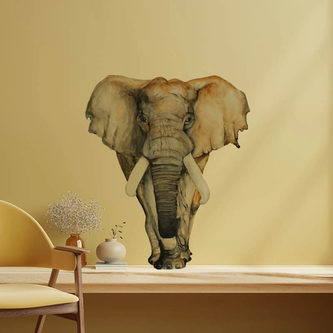 Watercolor Elephant Head Wall Sticker Removable PVC Self-Adhesive Mural For Living Room Bedroom Kids Nursery Home Decor