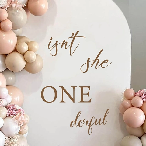Adesivi Murali Primo Compleanno Isn't She ONEderful Impermeabile PVC Scritte Artistiche Per Festa Bambina Decorazione Parete
