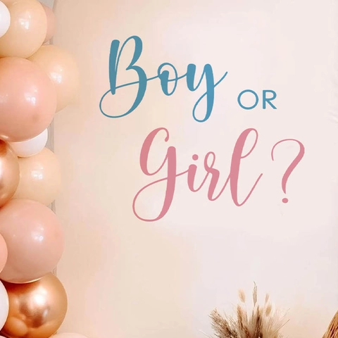 Adesivo da Parete Boy OR Girl Gender Reveal Decorazione Autoadesiva in PVC Per Baby Shower Festa di Compleanno Sfondo