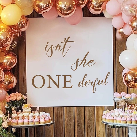 Adesivi Murali Primo Compleanno Isn't She ONEderful Impermeabile PVC Scritte Artistiche Per Festa Bambina Decorazione Parete