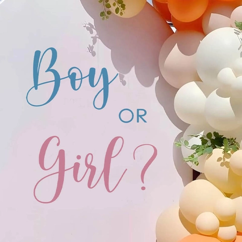 Adesivo da Parete Boy OR Girl Gender Reveal Decorazione Autoadesiva in PVC Per Baby Shower Festa di Compleanno Sfondo