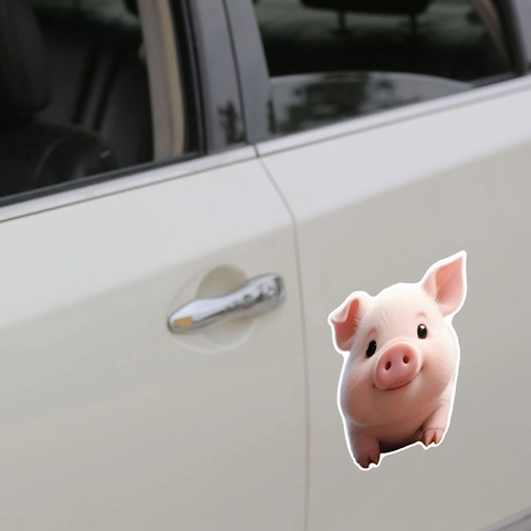 Cute 3D Cartoon Pig Wall Sticker PVC Waterproof Self Adhesive Animal Decal For Kids Room Bedroom Car Decoration Home Mural