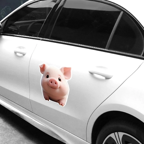 Cute 3D Cartoon Pig Wall Sticker PVC Waterproof Self Adhesive Animal Decal For Kids Room Bedroom Car Decoration Home Mural