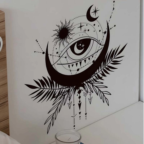 Mystical Celestial Eye Moon Star Wall Sticker Waterproof PVC Decal For Bathroom Toilet Living Room Bedroom Home Decor Bohemian Art