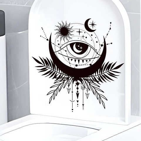 Mystical Celestial Eye Moon Star Wall Sticker Waterproof PVC Decal For Bathroom Toilet Living Room Bedroom Home Decor Bohemian Art