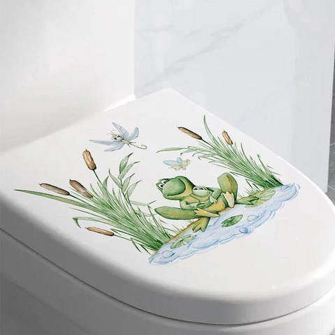 Grappige Kikker Familie Badkamer Toilet Muursticker Waterdicht PVC Zelfklevend Home Decor Decal Voor Woonkamer Slaapkamer