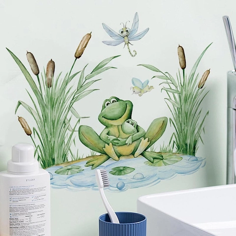 Grappige Kikker Familie Badkamer Toilet Muursticker Waterdicht PVC Zelfklevend Home Decor Decal Voor Woonkamer Slaapkamer