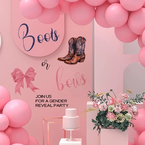 Boots Or Bows Gender Reveal Party Wandaufkleber PVC Selbstklebend Kinderzimmer Dekoration Junge Oder Mädchen Hintergrund