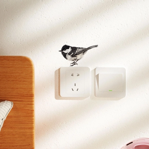 Adesivo da Parete a Forma di Uccello Realistico in PVC Adesivo per Presa e Interruttore Removibile per Soggiorno Camera da Letto Cucina