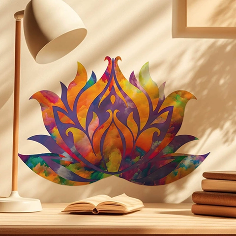 Bunter Lotus Blume Wandaufkleber Aquarell Künstlerisch Selbstklebend PVC Dekoration Für Wohnzimmer Schlafzimmer Zuhause