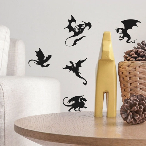 Halloween Flying Dragon Silhouette Wall Stickers PVC Self Adhesive Decals For Living Room Bedroom Home Decorative Mural