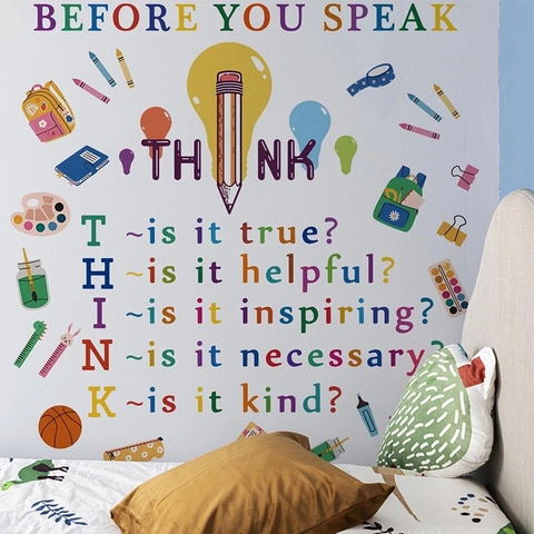 Vinilos De Pared Con Eslogan Educativo THINK Calcomanías Con Citas Inspiradoras Coloridas Para Decoración De Arte De Escuela De Aula De Habitación De Niños