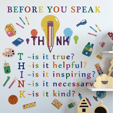 Vinilos De Pared Con Eslogan Educativo THINK Calcomanías Con Citas Inspiradoras Coloridas Para Decoración De Arte De Escuela De Aula De Habitación De Niños