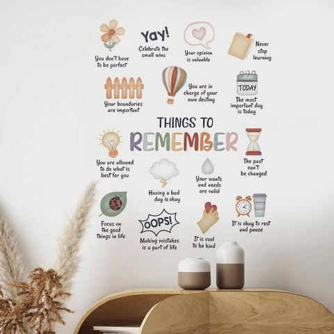 Dinge An Die Man Sich Erinnern Sollte Englische Zitate Wandaufkleber Acryl Bunte Heißluftballon Aufkleber Kinderzimmer