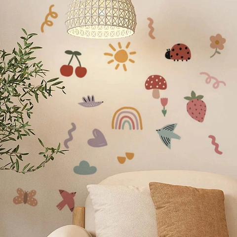 Cartoon Rainbow Animal Wall Stickers Removable PVC Decals For Kids Room Nursery Bedroom Home Decoration DIY Wall Art