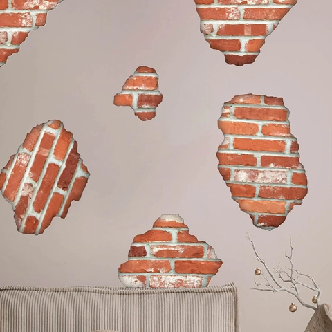 Pegatina de Pared 3D Creativa de Ladrillo Rojo Roto PVC Removible Autoadhesivo Papel Tapiz Para Sala Dormitorio Decoración