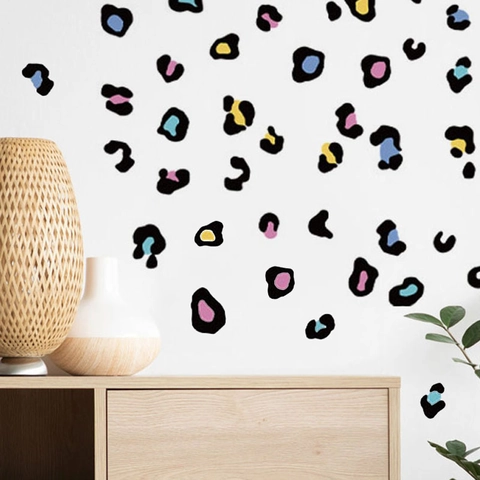 Colorful Leopard Print Wall Stickers PVC Self Adhesive Removable Wall Decals Aesthetic Home Decor For Living Room Bedroom Nursery