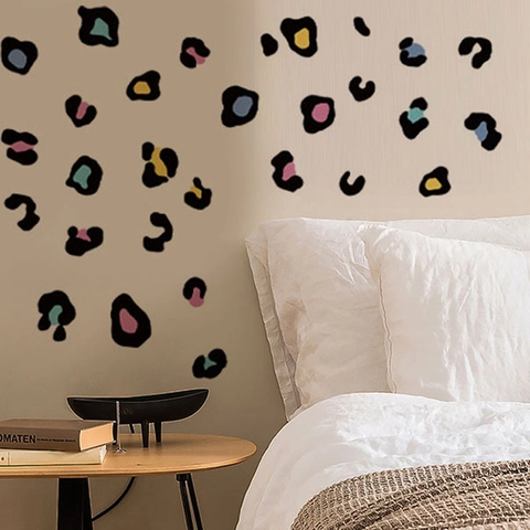 Colorful Leopard Print Wall Stickers PVC Self Adhesive Removable Wall Decals Aesthetic Home Decor For Living Room Bedroom Nursery