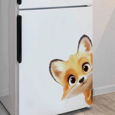 Pegatina de Pared de Zorro de Dibujos Animados PVC Autoadhesiva Impermeabile 3D Calcomanía Decorativa Para Habitación de Niños Salón
