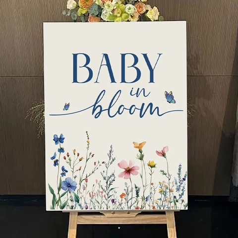 Watercolor Baby In Bloom Floral Wall Decal Butterfly PVC Removable Self Adhesive Sticker For Baby Shower Nursery Decor