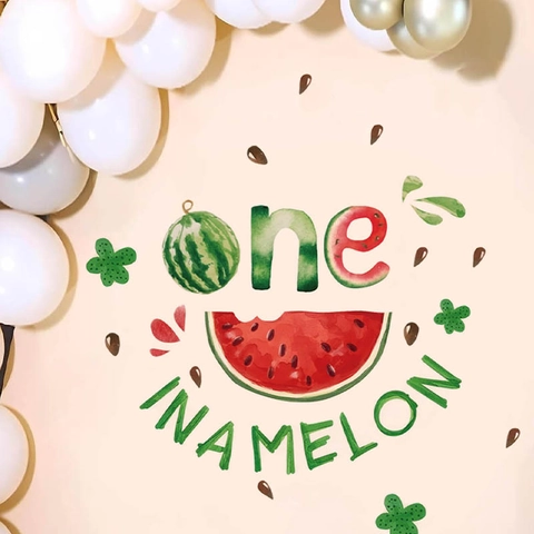 Adesivo da Parete One In A Melon per Primo Compleanno Tema Anguria Decalcomania in PVC Removibile per Cameretta e Soggiorno