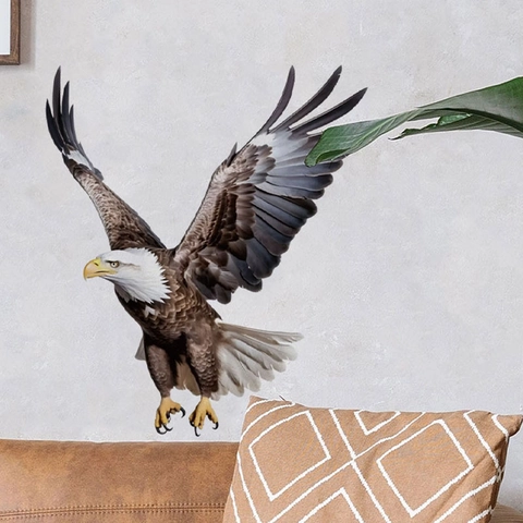 Realistic Bald Eagle Wall Sticker Spread Wings Eagle PVC Self Adhesive Removable Waterproof Mural For Living Room Bedroom