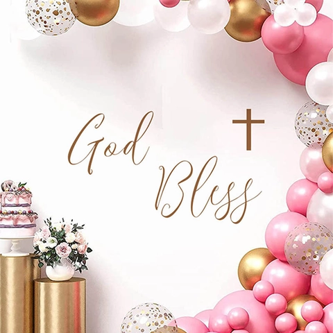 Adhesivo De Pared God Bless Cruz Letras Artísticas Removible PVC Autoadhesivo Pegatina De Pared Para Decoración De Dormitorio Sala De Estar Mural Religioso