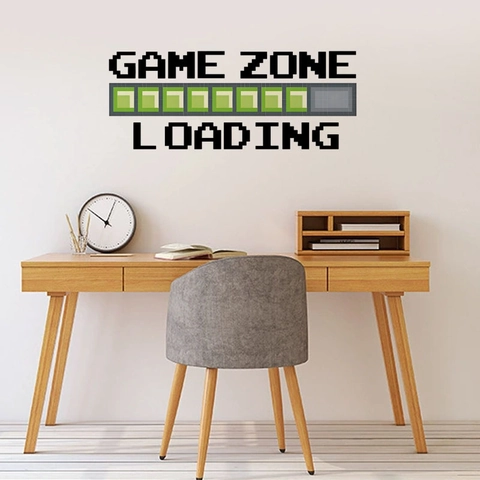 Pixel Game Zone Loading Wall Sticker Waterproof PVC Decal For Gaming Room Bedroom Living Room Retro Video Game Decor