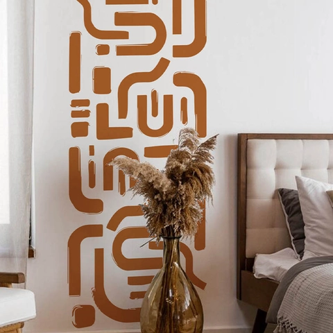 Adhesivo de Pared Geométrico Abstracto Moderno Marrón Terracota Boho Minimalista PVC Autoadhesivo Removible Decoración Para El Hogar