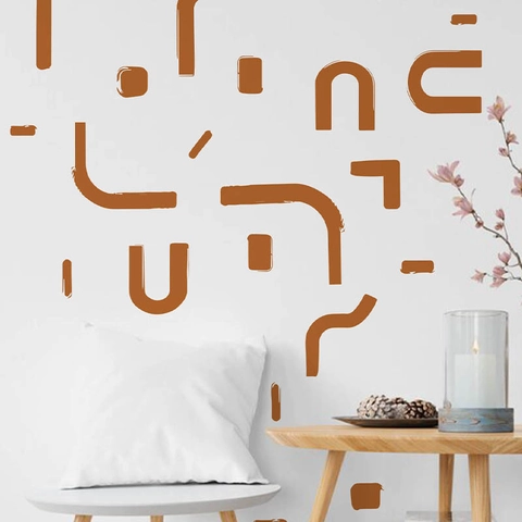 Adhesivo de Pared Geométrico Abstracto Moderno Marrón Terracota Boho Minimalista PVC Autoadhesivo Removible Decoración Para El Hogar