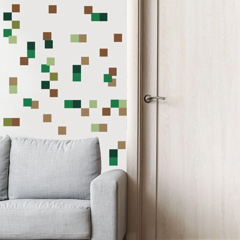 Αυτοκόλλητα Τοίχου DIY Pixel Square PVC Αδιάβροχα Αφαιρούμενα Στυλ 8-Bit Για Υπνοδωμάτιο Καθιστικό Διακόσμηση Σπιτιού