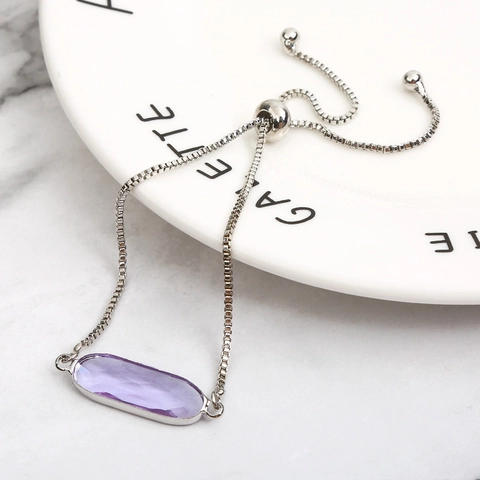 Women's Adjustable Bolo Bracelet Copper Inlaid Oval Zirconia Crystal Geometric Box Chain Pull String Fashion Jewelry