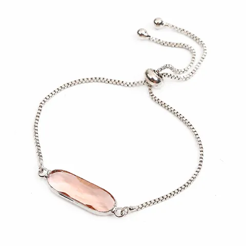 Women's Adjustable Bolo Bracelet Copper Inlaid Oval Zirconia Crystal Geometric Box Chain Pull String Fashion Jewelry